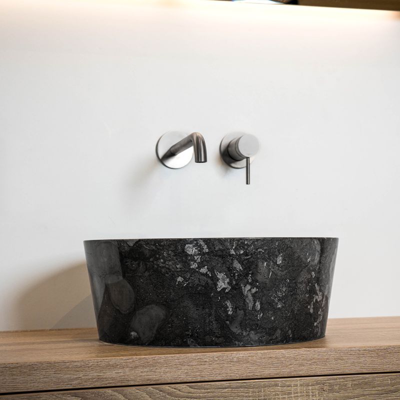 Loutro Lavabo Bali-B Round Marble Basin (1 size, Anthracite) - Brand New Bathrooms