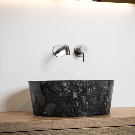 Loutro Lavabo Bali-B Round Marble Basin (1 size, Anthracite) - Brand New Bathrooms