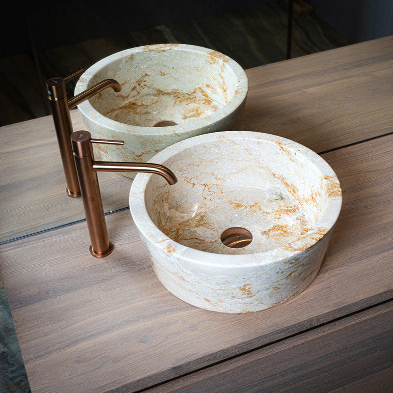 Loutro Lavabo Bali-S Round Marble Basin (1 size, Beige) - Brand New Bathrooms