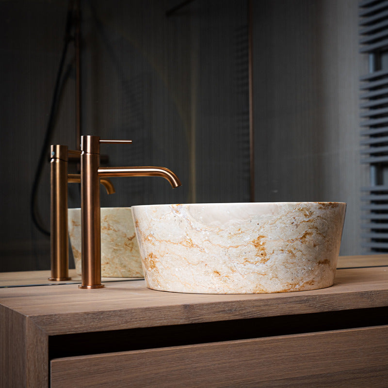 Loutro Lavabo Bali-S Round Marble Basin (1 size, Beige) - Brand New Bathrooms