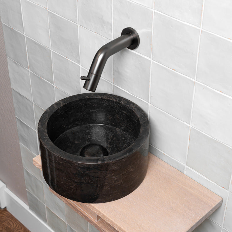 Loutro Lavabo Bali Mini-B Round Marble Basin (1 size, Anthracite) - Brand New Bathrooms