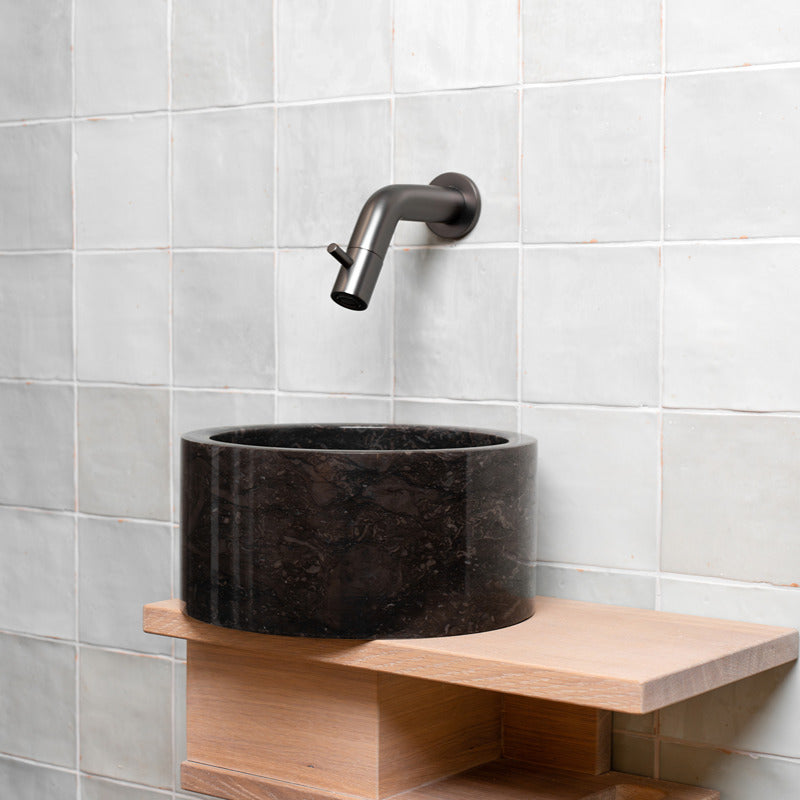 Loutro Lavabo Bali Mini-B Round Marble Basin (1 size, Anthracite) - Brand New Bathrooms
