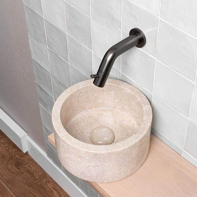 Loutro Lavabo Bali Mini-S Round Marble Basin (1 size, Beige) - Brand New Bathrooms