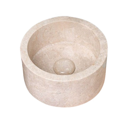 Loutro Lavabo Bali Mini-S Round Marble Basin (1 size, Beige) - Brand New Bathrooms
