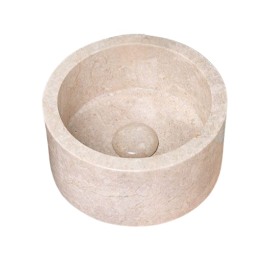 Loutro Lavabo Bali Mini-S Round Marble Basin (1 size, Beige) - Brand New Bathrooms