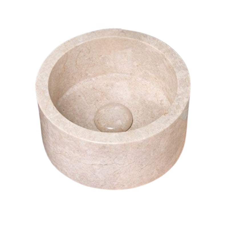 Loutro Lavabo Bali Mini-S Round Marble Basin (1 size, Beige) - Brand New Bathrooms
