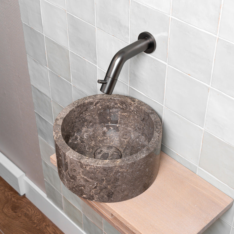 Loutro Lavabo Bali Mini-T Round Marble Basin (1 size, Taupe) - Brand New Bathrooms