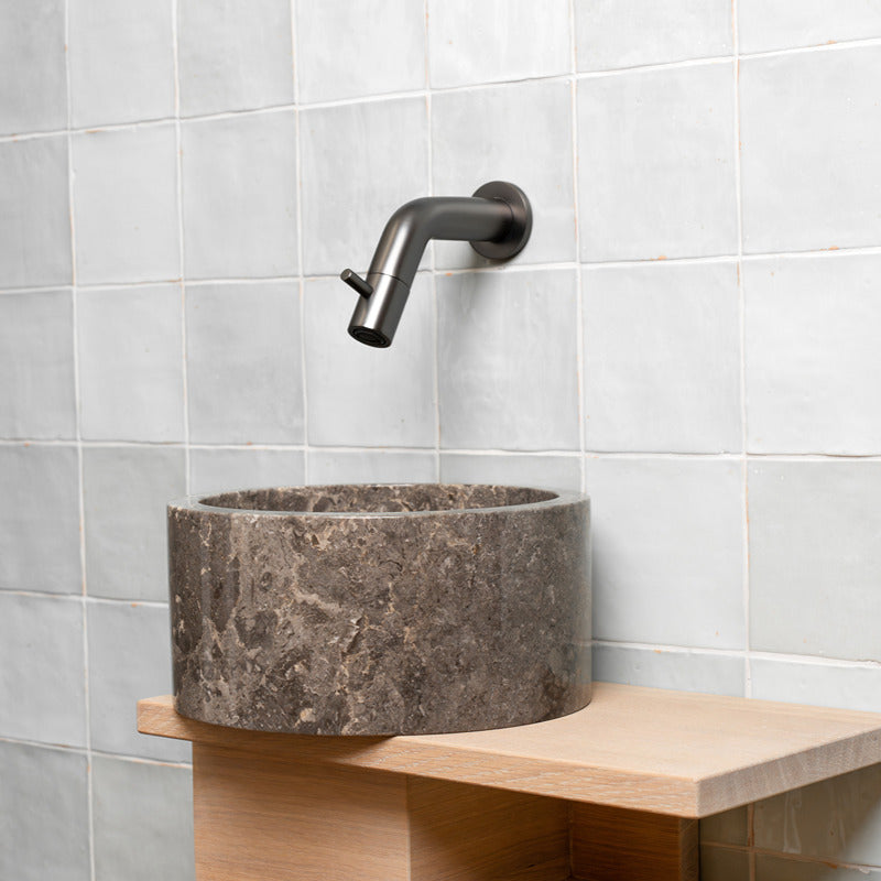 Loutro Lavabo Bali Mini-T Round Marble Basin (1 size, Taupe) - Brand New Bathrooms