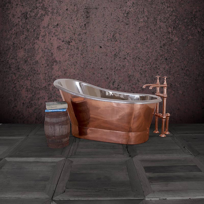 Hurlingham Bijou Single Ended Copper Slipper Bathtub (1 size, 2 styles) Made to Order - Brand New Bathrooms