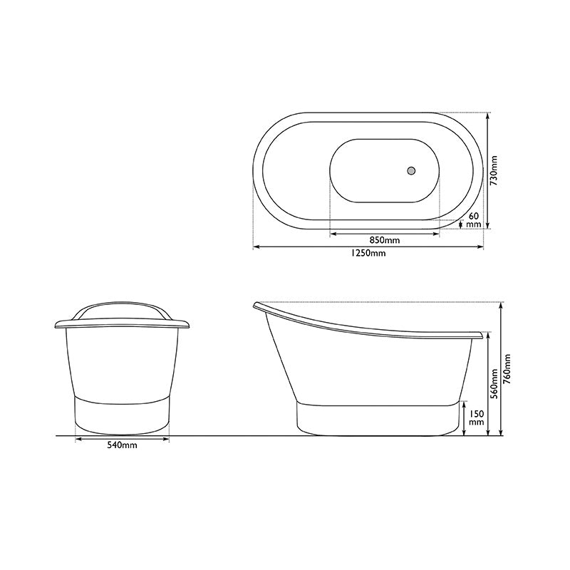 Hurlingham Bijou Compact Single Ended Copper Bathtub (1 size, 2 styles) - Made to Order - Brand New Bathrooms