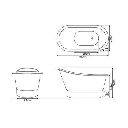 Hurlingham Bijou Compact Single Ended Copper Bathtub (1 size, 2 styles) - Made to Order - Brand New Bathrooms