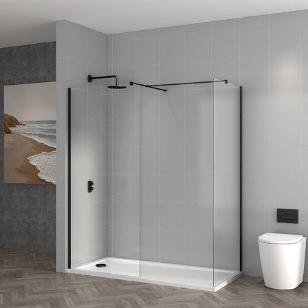 Tailored Bathrooms TI8 Wetroom Panel w. Profile Kit (6 sizes, Black) - Brand New Bathrooms
