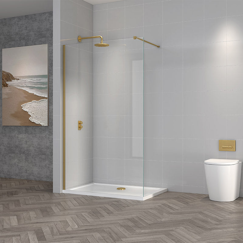 Tailored Bathrooms TI8 Wetroom Panel w. Profile Kit (6 sizes, Brushed Brass) - Brand New Bathrooms