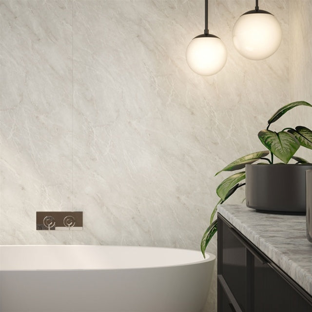 Bushboard Nuance Carnico Marble 2420 x 1200mm Postformed Wall Panel - Brand New Bathrooms