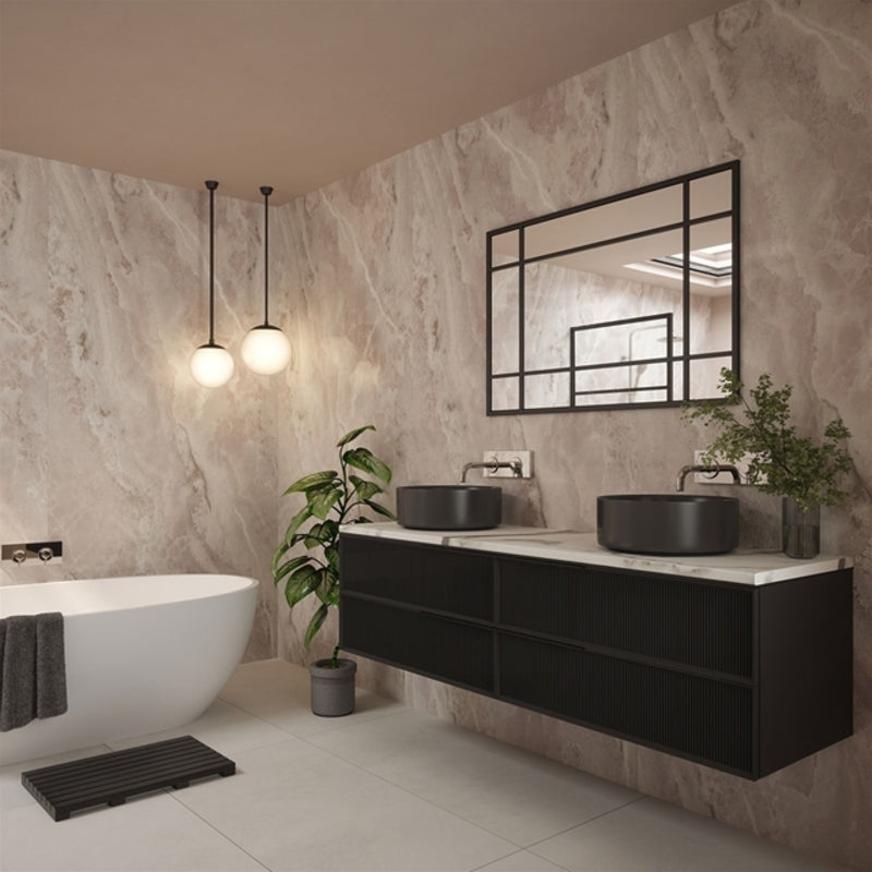 Bushboard Nuance Grey Onyx 2420 x 1200mm Postformed Wall Panel - Brand New Bathrooms