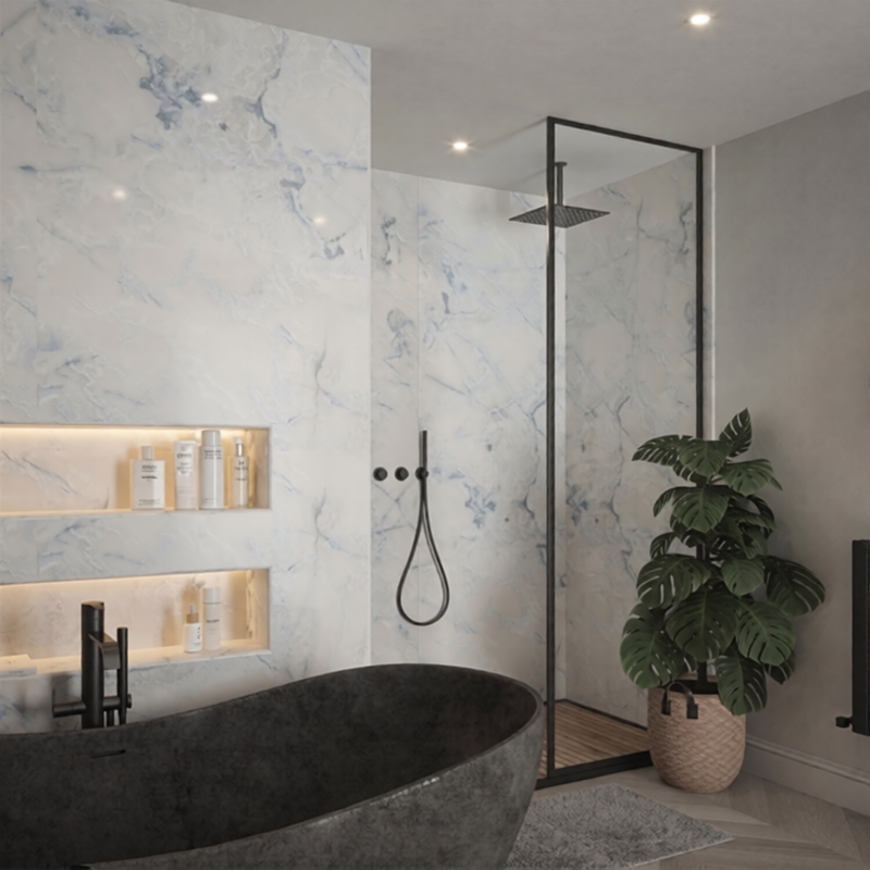 Bushboard Nuance White Onyx 2420 x 1200mm Postformed Wall Panel - Brand New Bathrooms