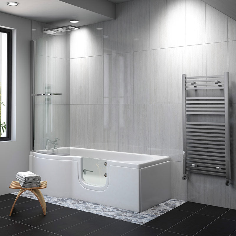 Mantaleda Carnelian Walk-in Shower Bathtub & Bathscreen (1 size, 2 styles, White) - Brand New Bathrooms