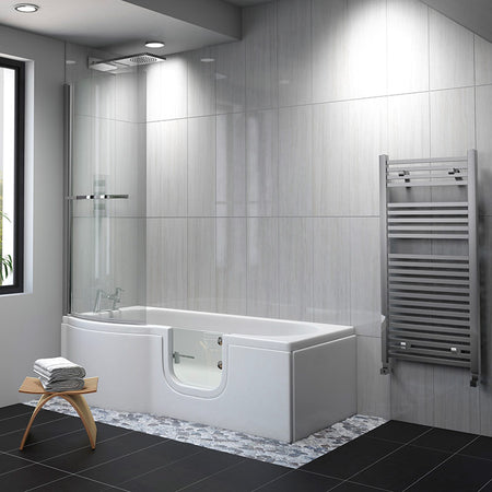 Mantaleda Carnelian Walk-in Shower Bathtub & Bathscreen (1 size, 2 styles, White) - Brand New Bathrooms