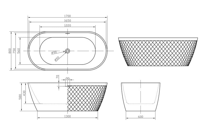 Brand New Bathrooms Faye Freestanding Acrylic Bathtub (1 size, any colour) - Brand New Bathrooms