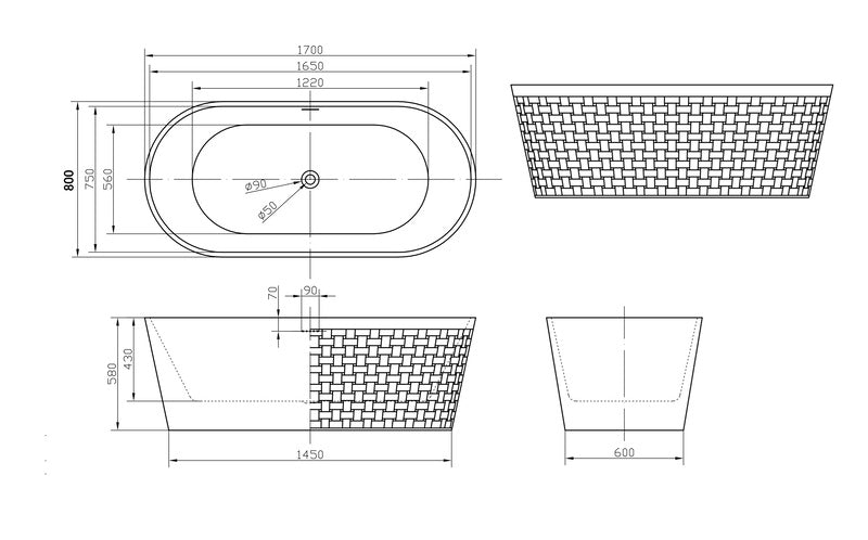 Brand New Bathrooms Ingrid Freestanding Acrylic Bathtub (1 size, any colour) - Brand New Bathrooms