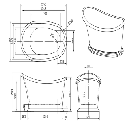 Brand New Bathrooms Jean Freestanding Acrylic Bathtub (1 size, any colour) - Brand New Bathrooms