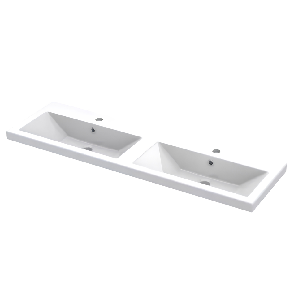 Hudson Reed Fusion Wall Hung Four Drawer 1200mm Vanity & Double Ceramic Basin (1 size, Bleached Oak)