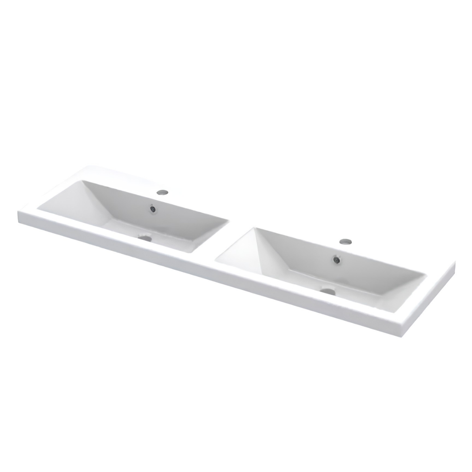 Hudson Reed Fusion Wall Hung Four Door 1200mm Vanity & Double Ceramic Basin (1 size, Bleached Oak)