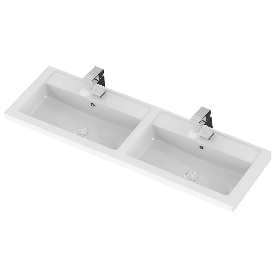 Hudson Reed Fusion Wall Hung Four Door Vanity & Double Polymarble Basin (1 size, Bleached Oak)