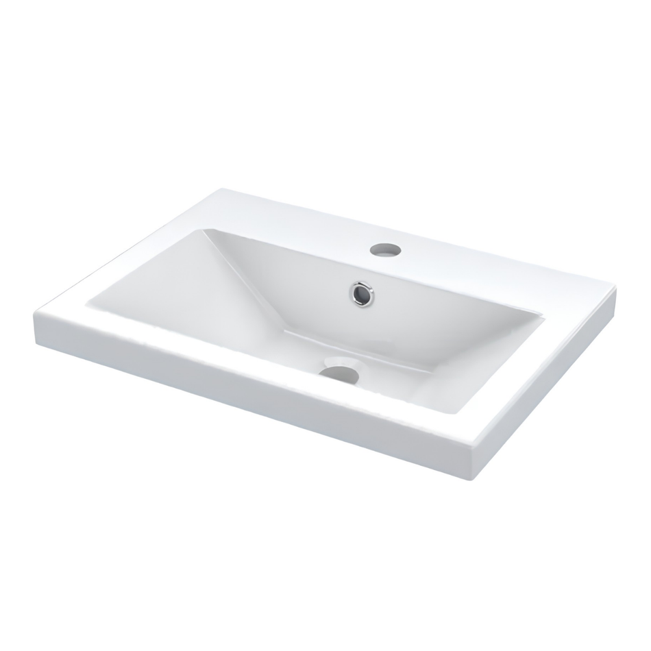 Hudson Reed Fusion Double Drawer 500mm Wall Hung Unit & Ceramic Basin (1 size, Bleached Oak)