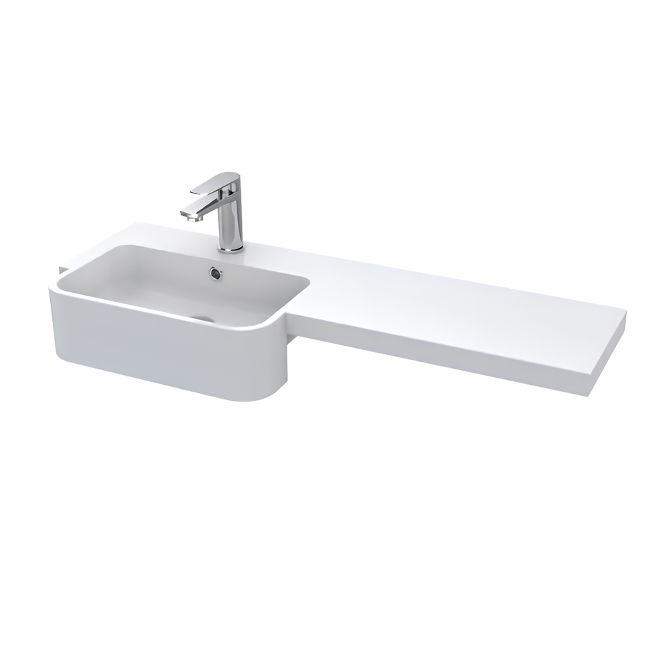 Hudson Reed Fusion Floor Standing 1000mm Combination Unit & Left Hand Semi Recessed Basin (1 size, Bleached Oak)