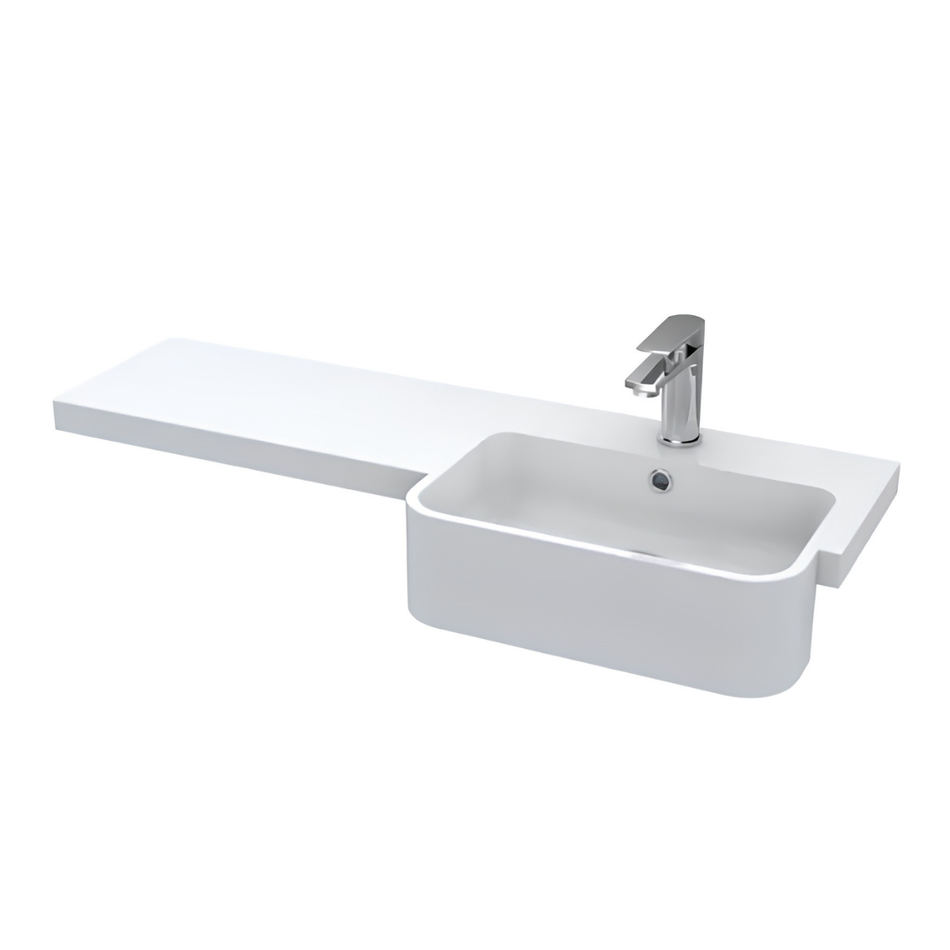 Hudson Reed Fusion Floor Standing 1000mm Combination Unit & Right Hand Semi Recessed Basin (1 size, Bleached Oak)