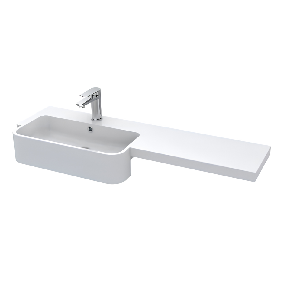 Hudson Reed Fusion Floor Standing 1100mm Combination Unit & Left Hand Semi Recessed Basin (1 size, Bleached Oak)