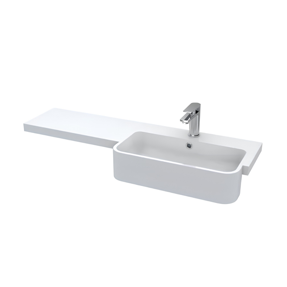 Hudson Reed Fusion Floor Standing 1100mm Combination Unit & Right Hand Semi Recessed Basin (1 size, Bleached Oak)