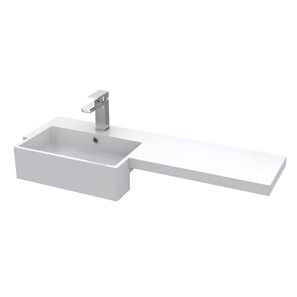 Hudson Reed Fusion 1000mm Combination Unit & Left Hand Semi Recessed Basin (1 size, Bleached Oak)