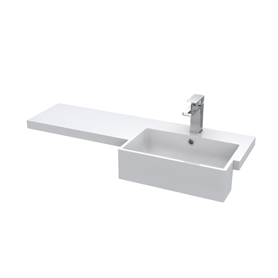 Hudson Reed Fusion Floor Standing 1000mm Combination Unit & Right Hand Semi Recessed Basin (1 size, Bleached Oak)