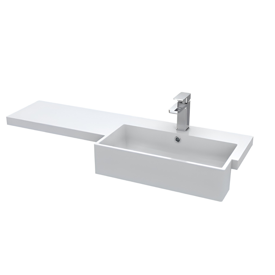 Hudson Reed Fusion Floor Standing 1100mm Combination Unit & Right Hand Semi Recessed Basin (1 size, Bleached Oak)