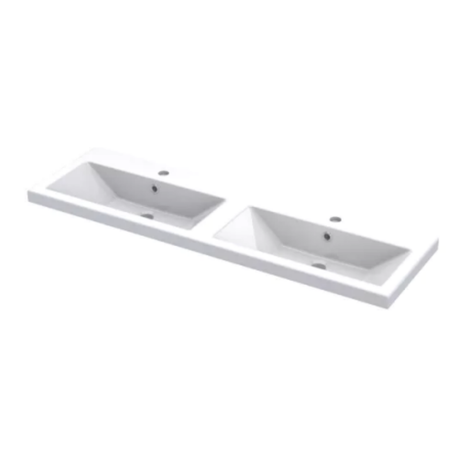 Hudson Reed Fusion Floor Standing Four Door 1200mm Vanity & Double Ceramic Basin (1 size, Bleached Oak)