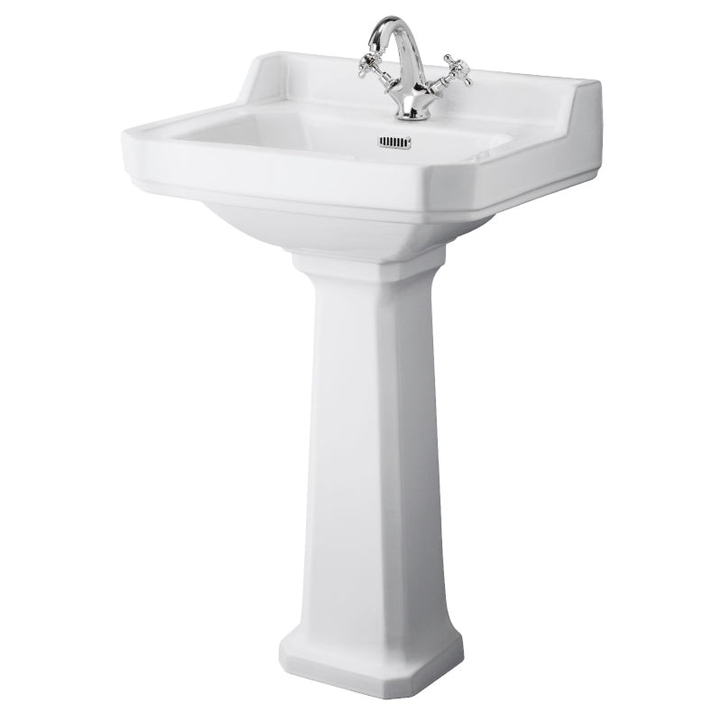 Hudson Reed Richmond 560mm Basin & Pedestal (1 size, White) - Brand New Bathrooms