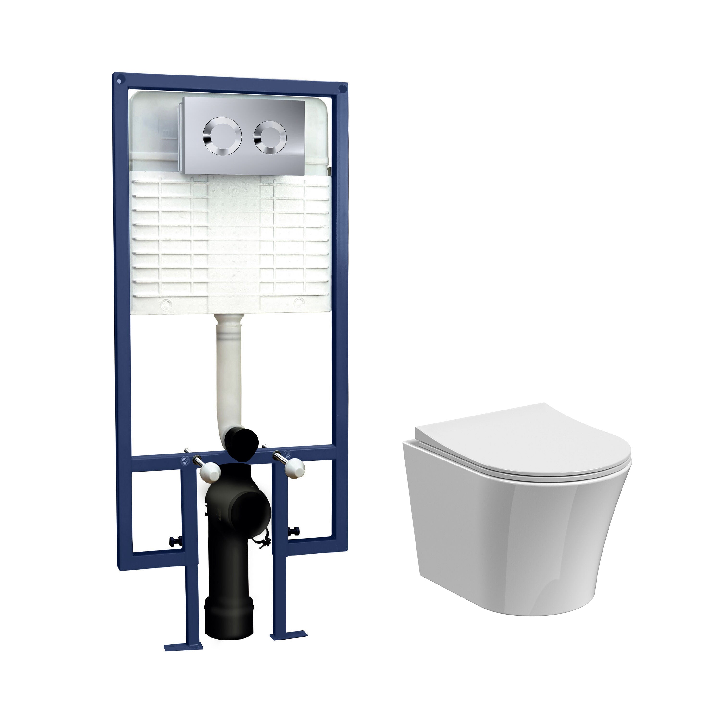 Nuie 5in1 Round Wall Hung Pan & Cistern (1 size, 4 colours) - Brand New Bathrooms