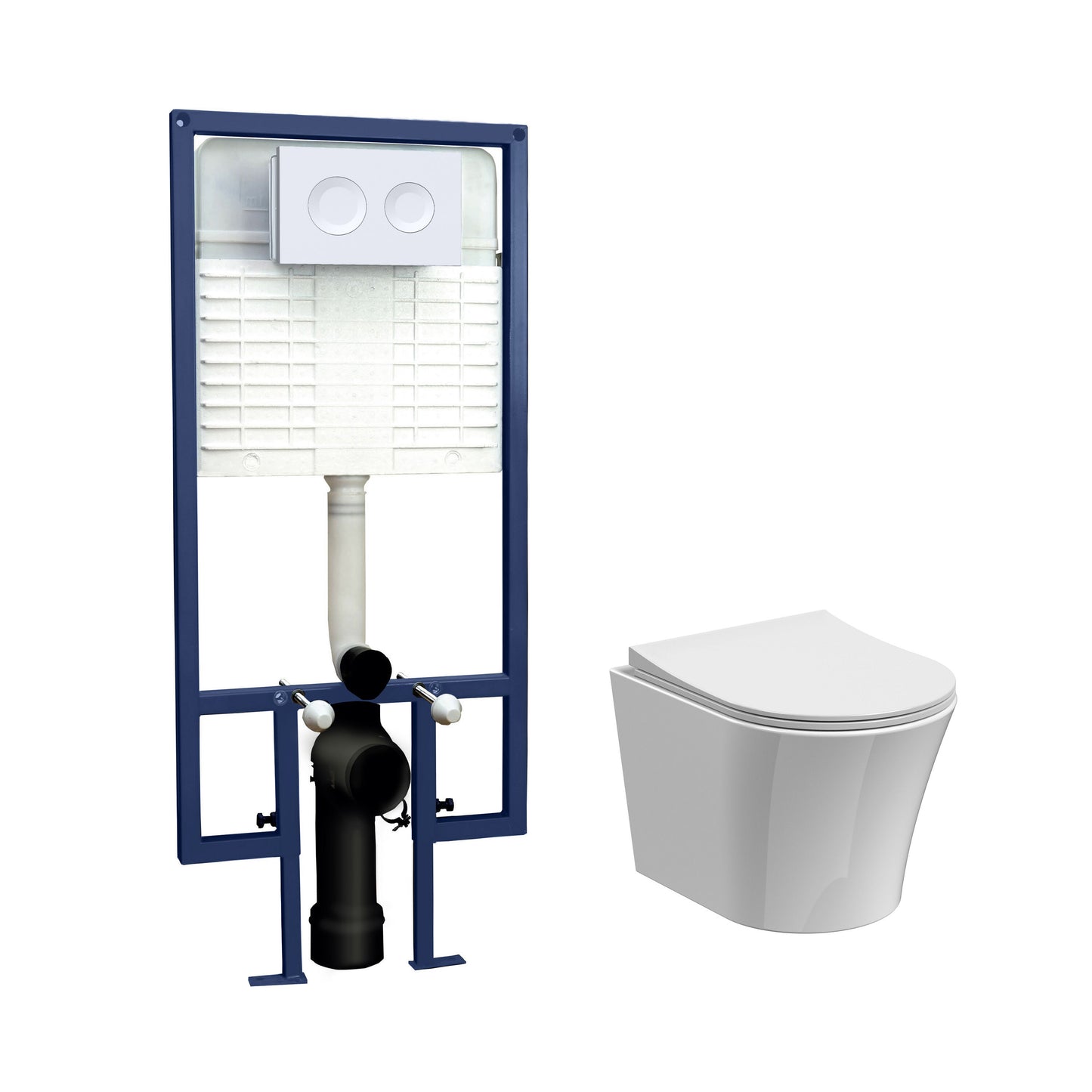 Nuie 5in1 Round Wall Hung Pan & Cistern (1 size, 4 colours) - Brand New Bathrooms