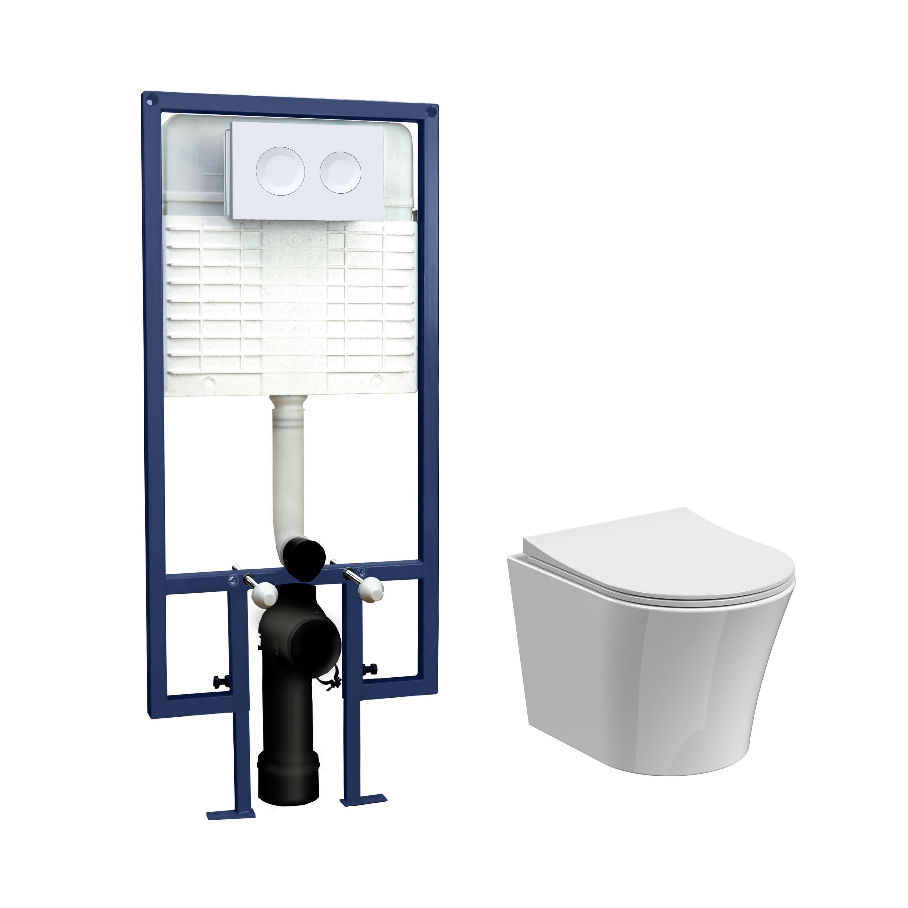Nuie 5in1 Round Wall Hung Pan & Cistern (1 size, 4 colours) - Brand New Bathrooms