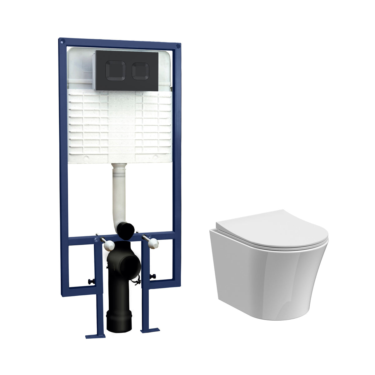Nuie 5in1 Round Wall Hung Pan & Cistern (1 size, 4 colours) - Brand New Bathrooms
