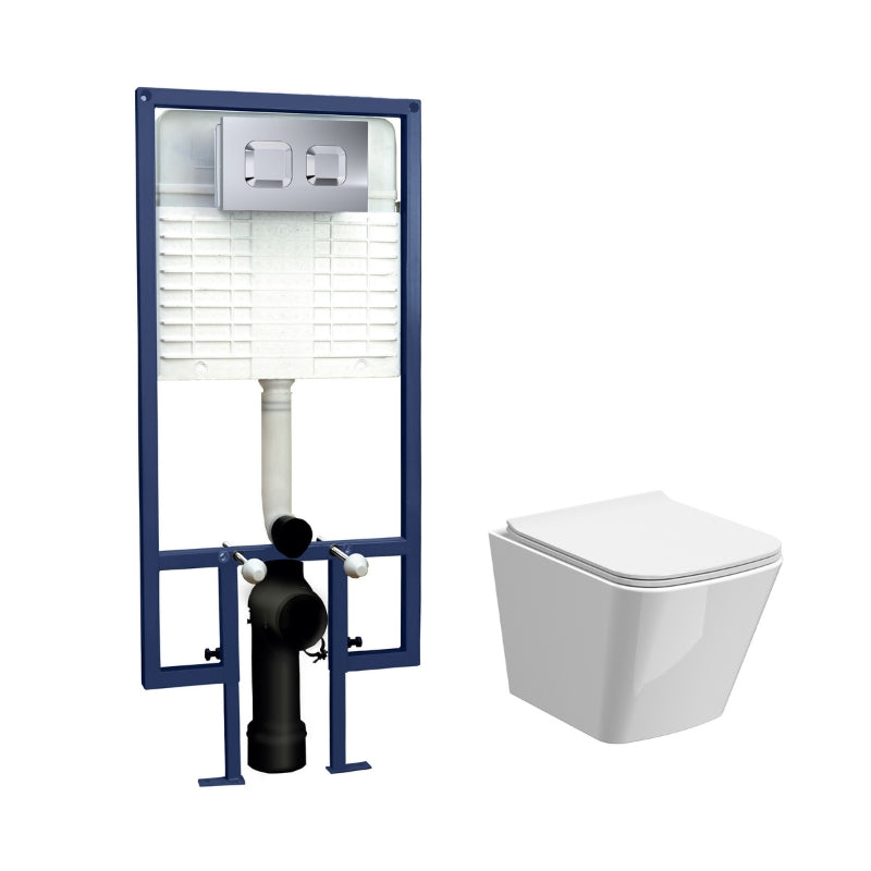 Nuie 5in1 Round Wall Hung Pan & Square Cistern(1 size, 4 colours) - Brand New Bathrooms