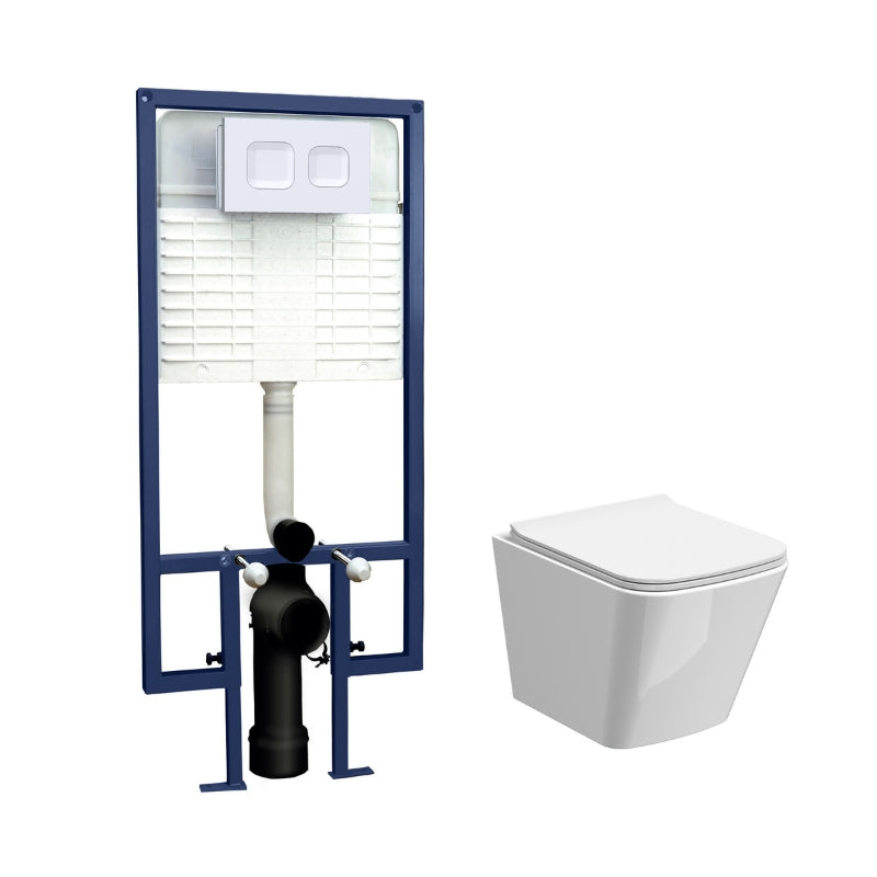 Nuie 5in1 Round Wall Hung Pan & Square Cistern(1 size, 4 colours) - Brand New Bathrooms