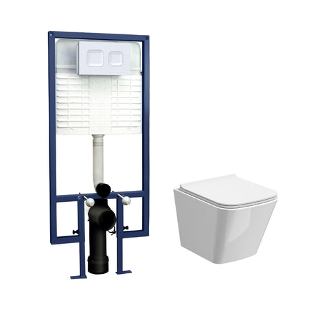 Nuie 5in1 Round Wall Hung Pan & Square Cistern(1 size, 4 colours) - Brand New Bathrooms