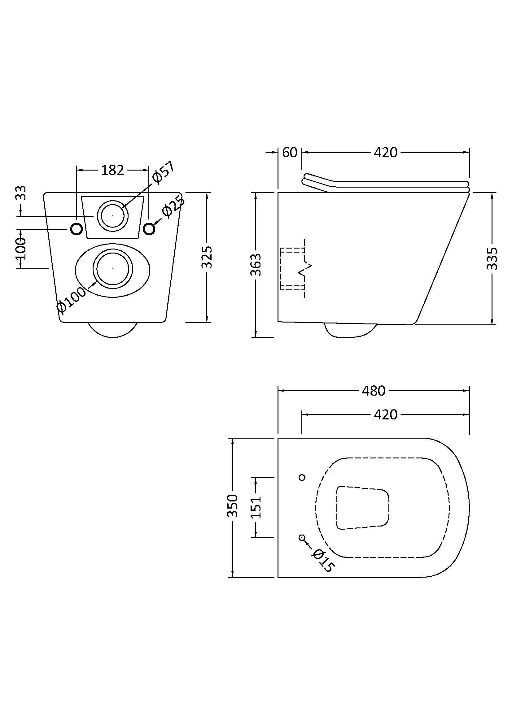 Nuie 5in1 Round Wall Hung Pan & Cistern (1 size, 4 colours) - Brand New Bathrooms