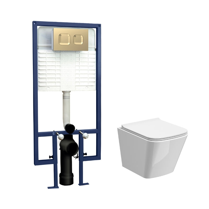 Nuie 5in1 Round Wall Hung Pan & Square Cistern(1 size, 4 colours) - Brand New Bathrooms