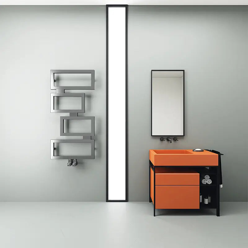 Carisa Clash Stainless Steel Towel Radiator 2 sections (H920mm x W450mm) - Brand New Bathrooms