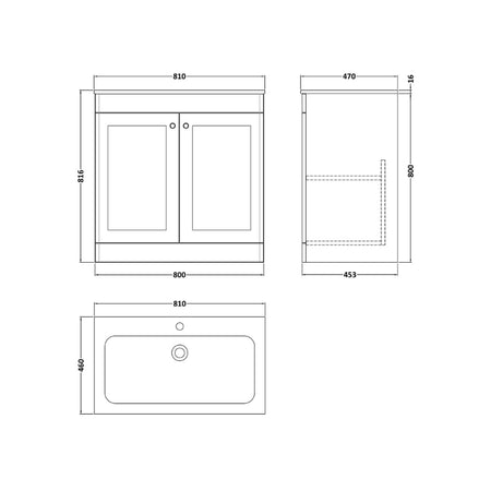 Nuie Classique Floor Standing Vanity Unit With 1 Tap Hole Stone Basin (2 sizes, White) - Brand New Bathrooms