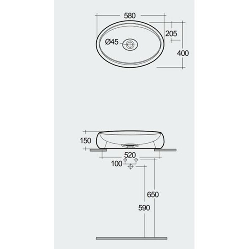 RAK Ceramics Cloud Countertop Basin (1 size, 2 styles, 3 colours) - Brand New Bathrooms